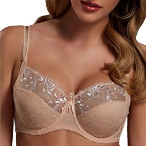 Pour Moi Bra Imogen Rose Embroidered Beige NWOT Size 42H